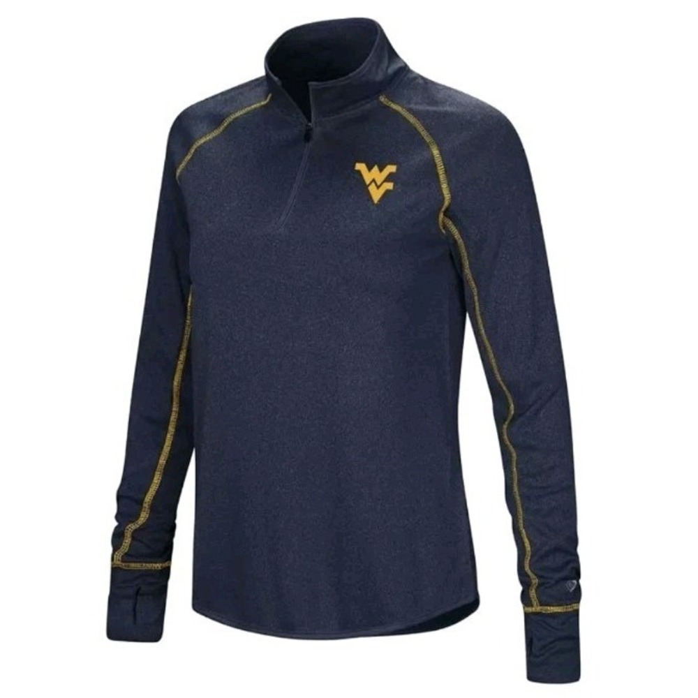 NWT Colosseum Women West Virginia Mountaineers Navy 1/4 Zip Pullover Long Sleeve